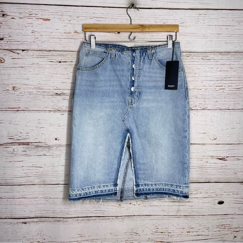 NWT Hudson Jeans raw hem deconstructed denim pencil skirt